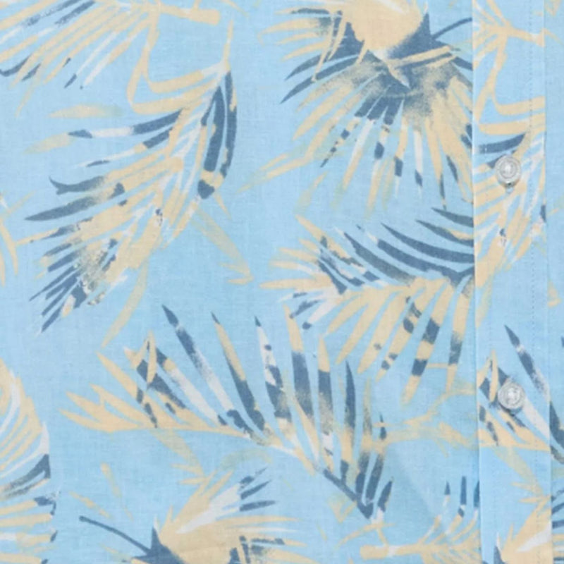 Munford SS Palm Print Shirt – Blue/Tan/White