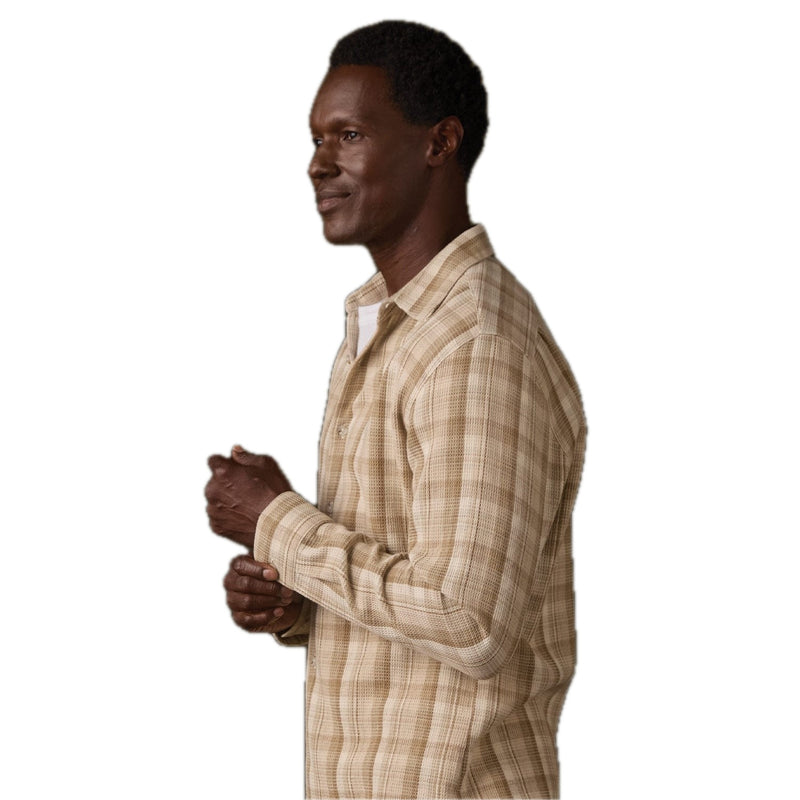 Woven Waffle Button Up Khaki Plaid - Rooster Bus