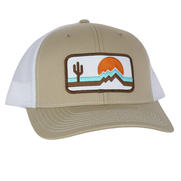 Retrozona Curved Brim Trucker - Khaki/White - Rooster 