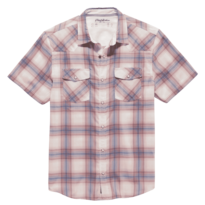 Ripon SS Outdoor Performance Western Shirt – White/Mauve/Navy