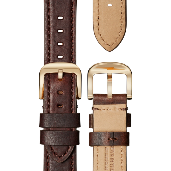 Runwell 2 Eye Chrono 41mm Cattail Brown Leather Strap - Rooster 