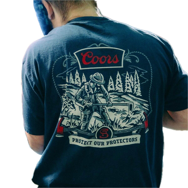 Forest Line Tee Navy - Rooster Bus