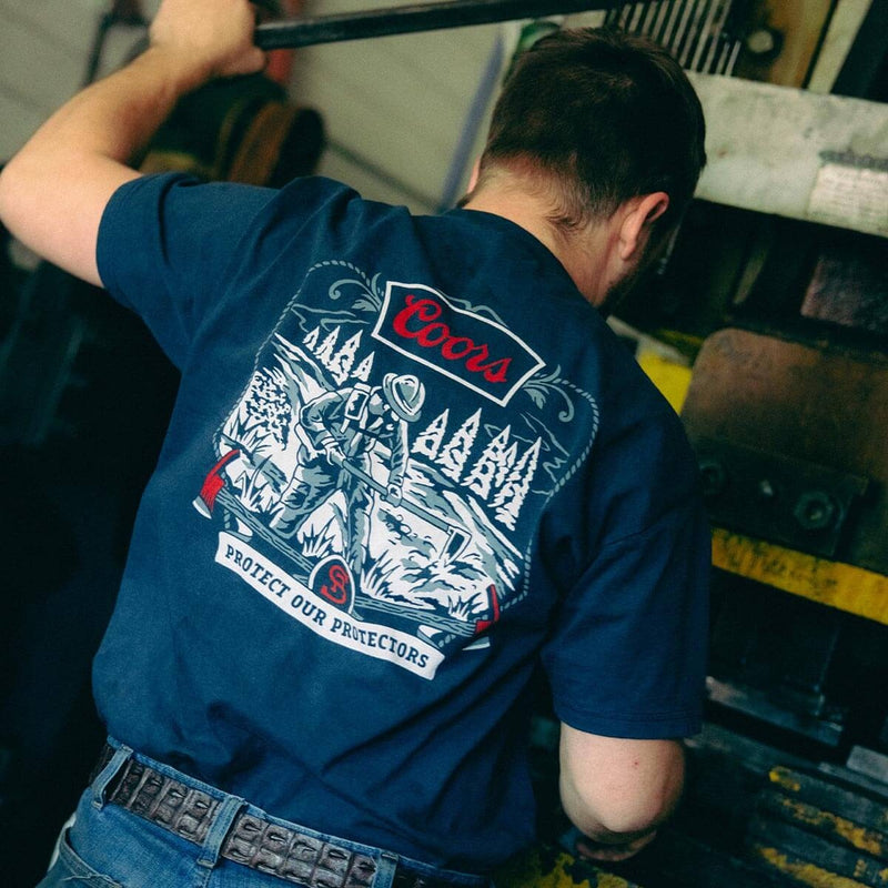 Forest Line Tee Navy - Rooster Bus