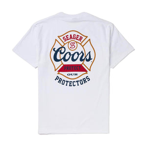 Protectors Badge Tee White - Rooster Bus