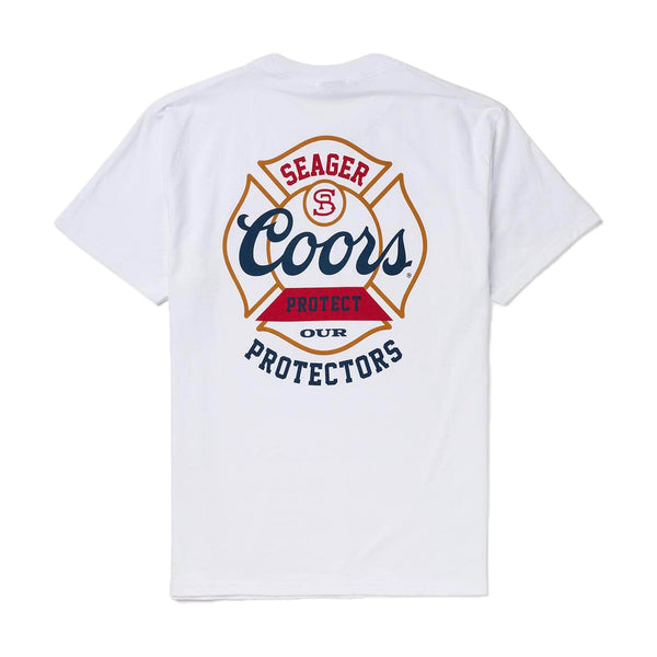 Protectors Badge Tee White - Rooster Bus