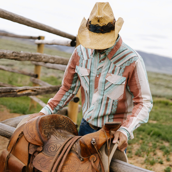 Serape Pearl Snap Shirt - Rooster 