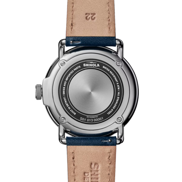 Canfield Model C56 3HD 43mm, Navy Leather Strap - Rooster 