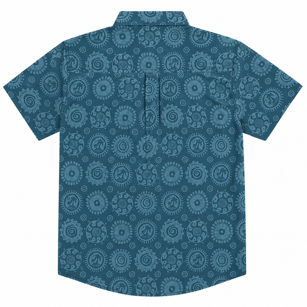Sun Dial Short Sleeve Button Up - Rooster 