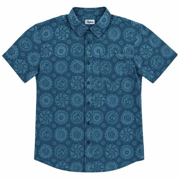 Sun Dial Short Sleeve Button Up - Rooster 