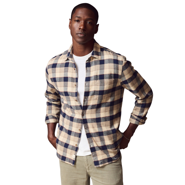 Tahoe Flannel Shirt Navy/Tan Buffalo Windowpane - Rooster Bus