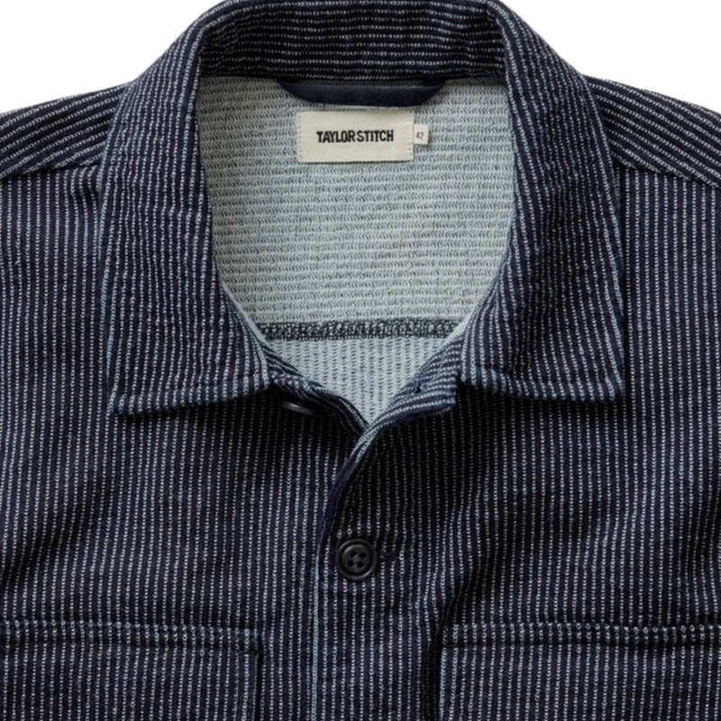 The Jackson Jacket – Rinsed Indigo French Terry Stripe