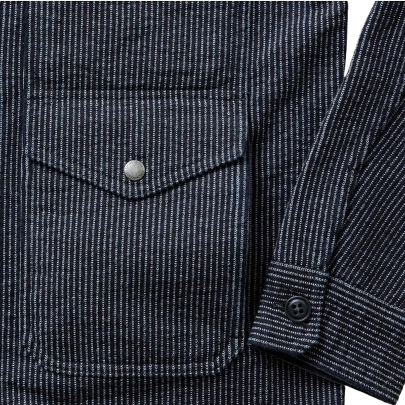 The Jackson Jacket – Rinsed Indigo French Terry Stripe