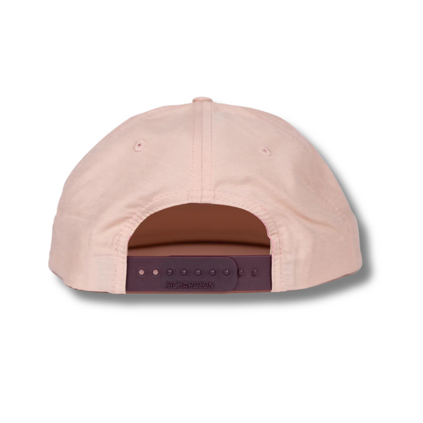 Snapback Hat Summer Script Pale Peach & Maroon - Rooster 
