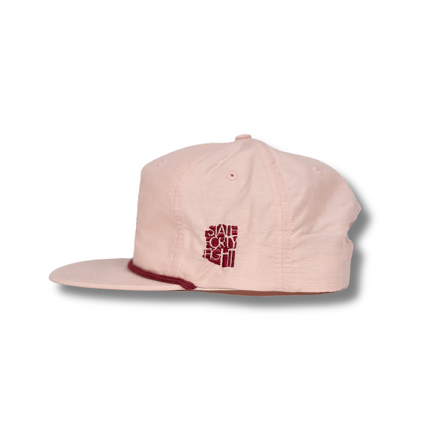 Snapback Hat Summer Script Pale Peach & Maroon - Rooster 