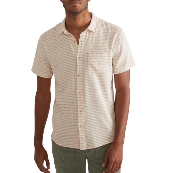 Stretch Selvage Short Sleeve Shirt Warm Stripe - Rooster 