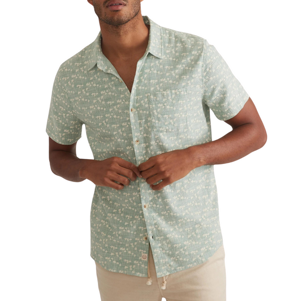 Stretch Selvage Short Sleeve Shirt Palm Print - Rooster 