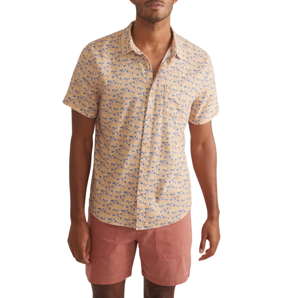 Stretch Selvage Short Sleeve Shirt Palm Print - Rooster 