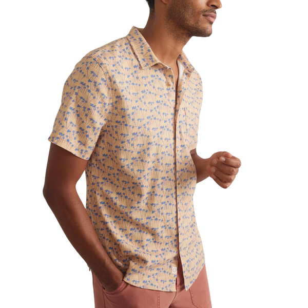 Stretch Selvage Short Sleeve Shirt Palm Print - Rooster 