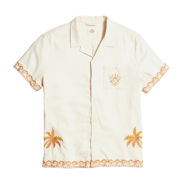 Stretch Selvage Embroidered Resort Shirt - Rooster 