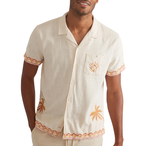 Stretch Selvage Embroidered Resort Shirt - Rooster 