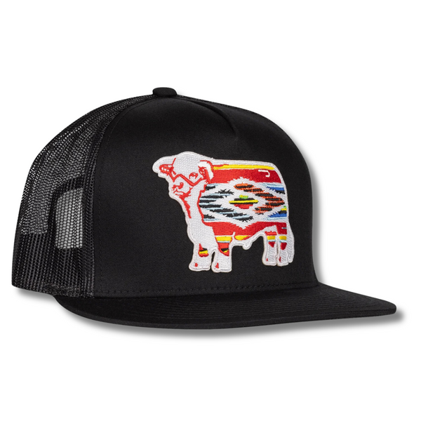 Black Serape Bull Trucker - Rooster 
