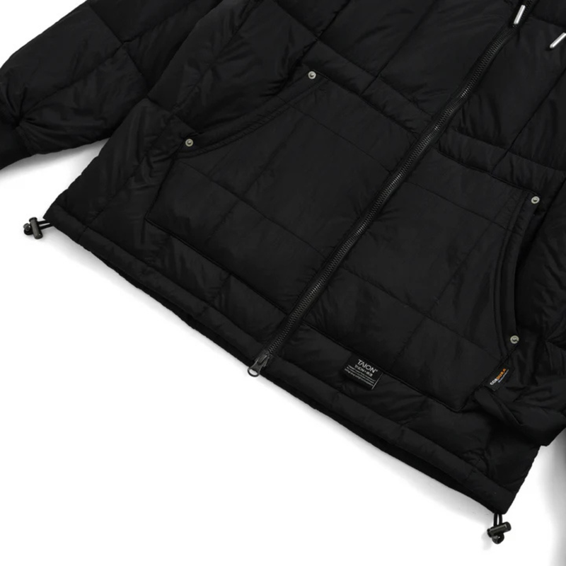 Work W-Zip Hood Rib Down Jacket – Black