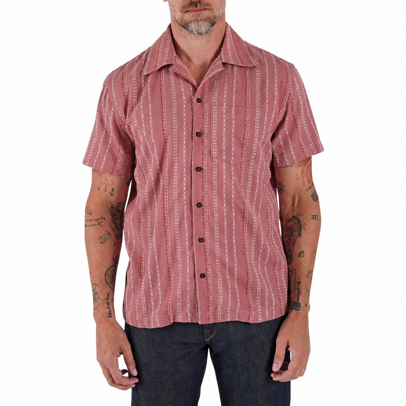 The Wrench Gauze Dobby Stripe Shirt – SALMON