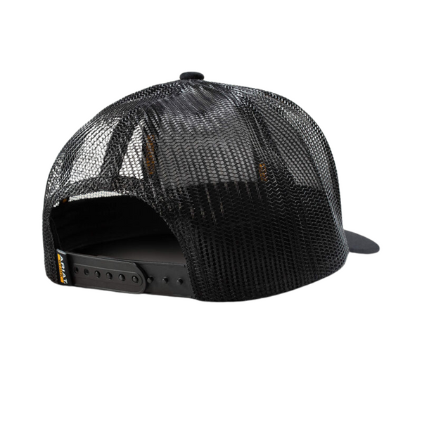 Back view of Ariat Work Hard Live Free snapback cap in black with embroidered patch – Rooster