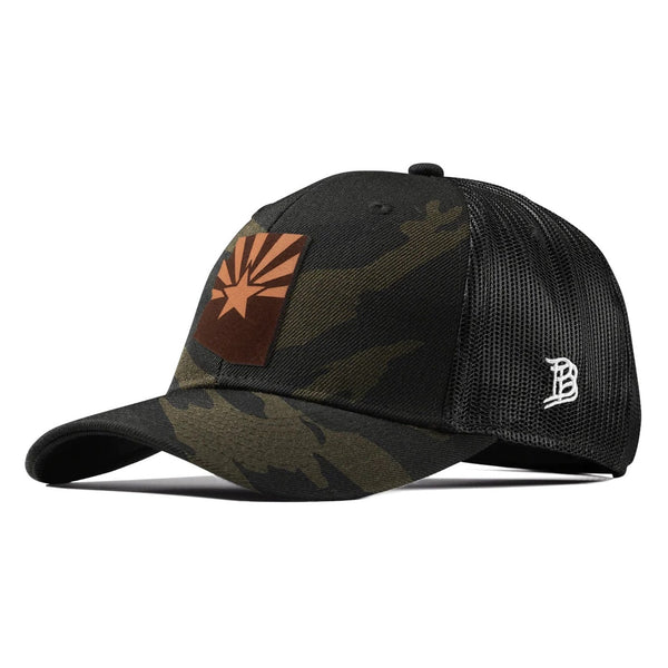 Arizona 48 State Tan Curved Trucker – Midnight Camo
