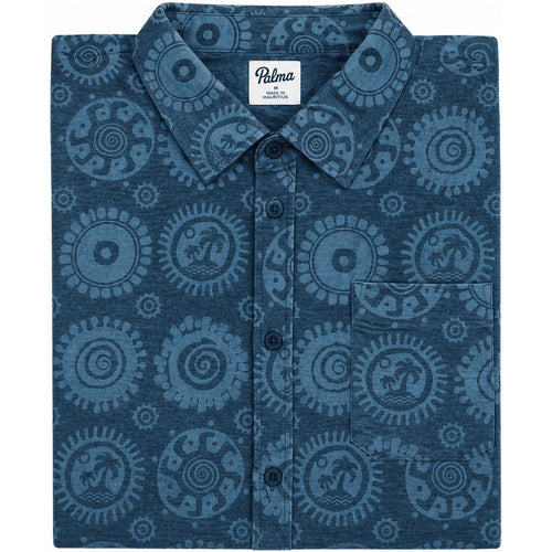 Sun Dial Short Sleeve Button Up