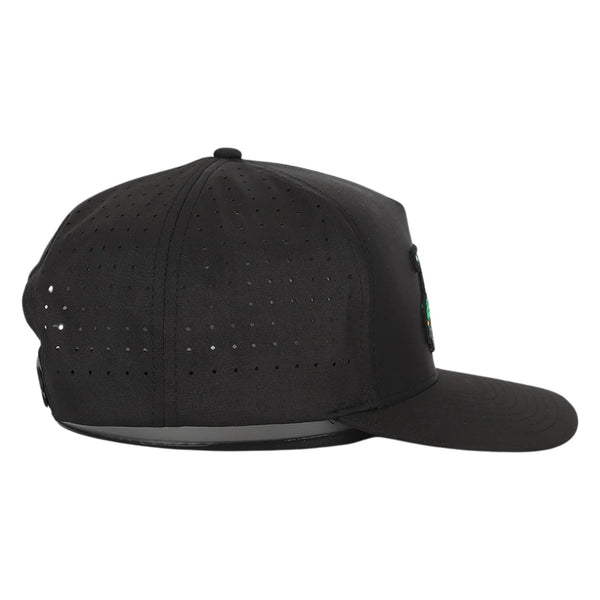 Side view of Waggle Bev Cart Hat showing mid-profile fit, curved visor, and breathable mesh side panels