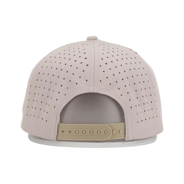 Back view of Waggle Bird Dog Hat with an adjustable snapback closure and perforated back panels for ventilation
