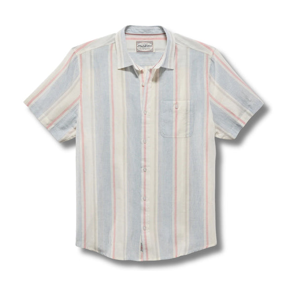 BRENT SS STRIPE LINEN BLEND SHIRT - Rooster 