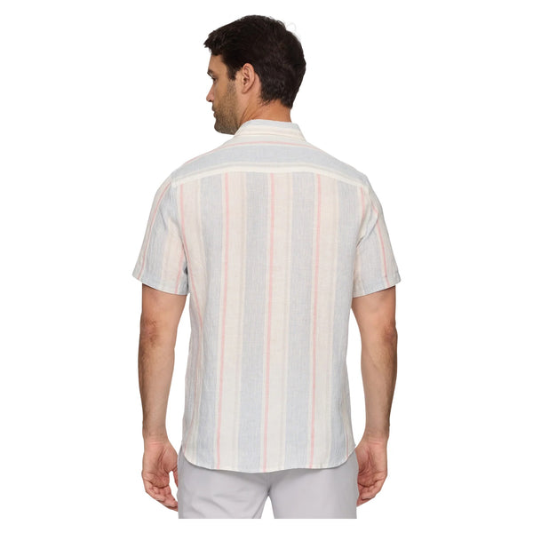 BRENT SS STRIPE LINEN BLEND SHIRT - Rooster 