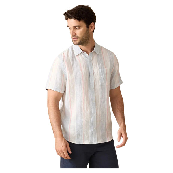 BRENT SS STRIPE LINEN BLEND SHIRT - Rooster 