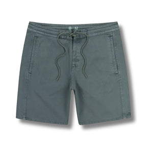 Front view of Jetty Bristol Hybrid Walkshort in Storm featuring a tailored fit, button closure, and versatile design