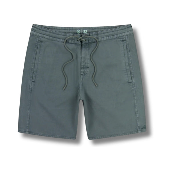 Front view of Jetty Bristol Hybrid Walkshort in Storm featuring a tailored fit, button closure, and versatile design