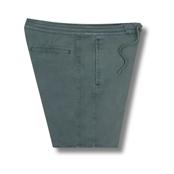 Side view of Jetty Bristol Hybrid Walkshort in Storm showing mid-thigh length and clean side seam