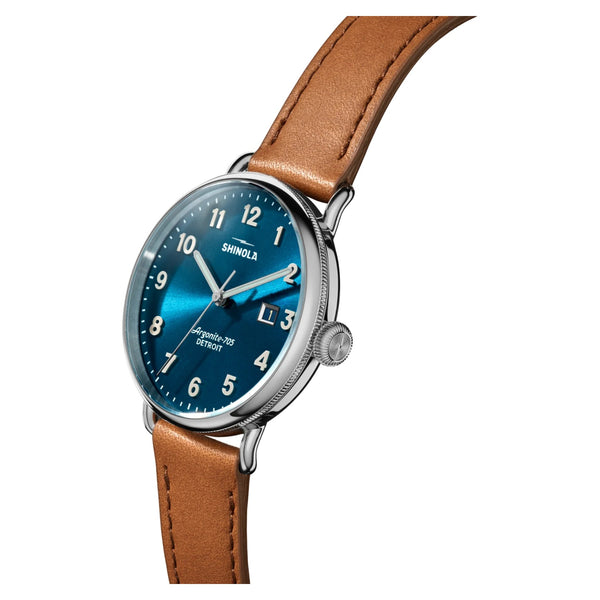 Canfield 3HD 38mm Astro Blue Tan Leather Strap - Rooster 