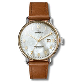 White Mop Tan Leather Strap