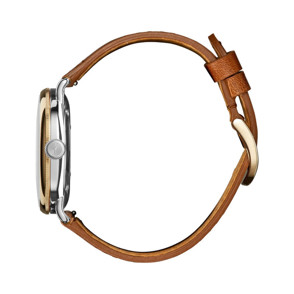 Canfield 3HD 38mm White Mop Tan Leather Strap - Rooster 