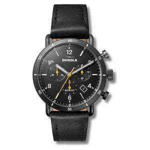 Canfield Sport 40mm Black Leather Strap - Rooster 