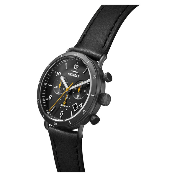 Canfield Sport 40mm Black Leather Strap - Rooster 