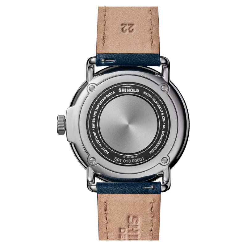 Canfield Model C56 3HD 43mm, Navy Leather Strap - Rooster 