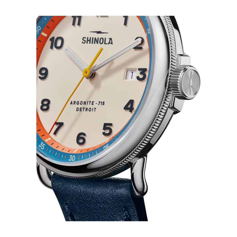 Canfield Model C56 3HD 43mm, Navy Leather Strap - Rooster 