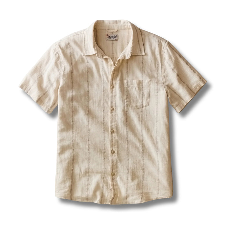 Classic Embroidered Stretch Selvage Shirt – Cream Embroidery