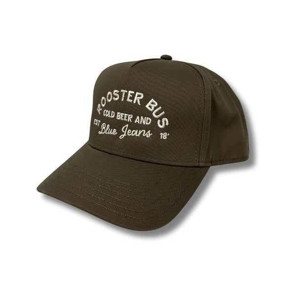 Cold Beer and Blue Jeans Rooster Bus Hat - Rooster 