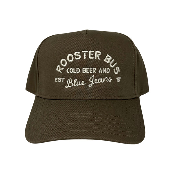 Cold Beer and Blue Jeans Rooster Bus Hat - Rooster 