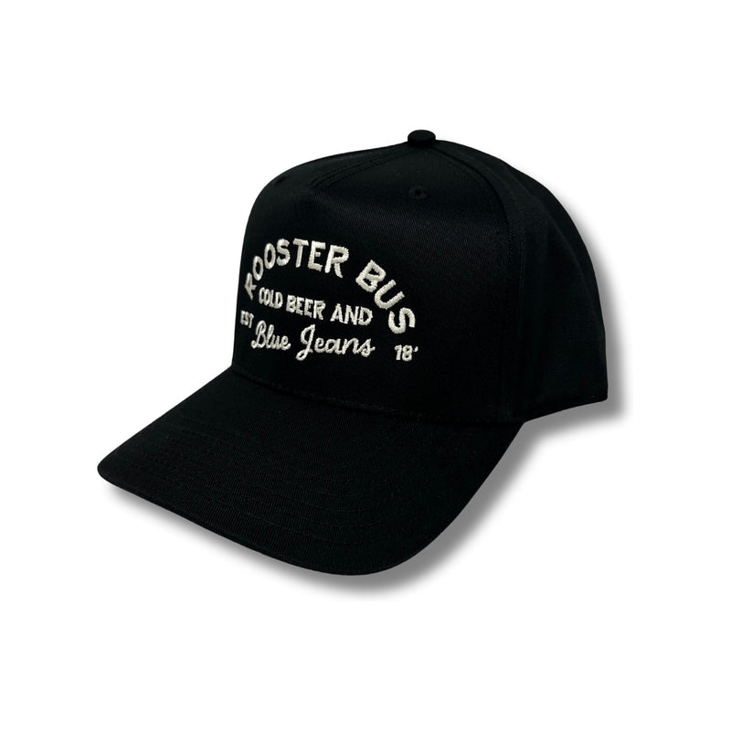 Cold Beer and Blue Jeans Rooster Bus Hat – Black