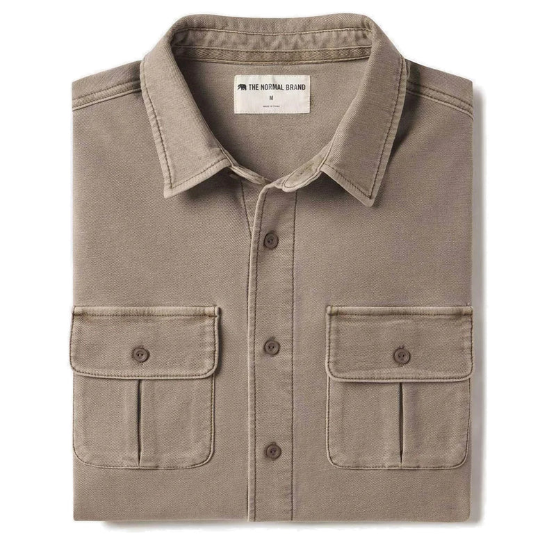 Comfort Terry Shirt Jacket – Color: Taupe